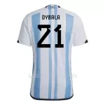 Maillot Argentine Dybala 21 Homme Domicile Coupe du Monde 2022