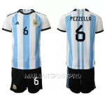 Maillot Argentine German Pezzella 6 Enfant Domicile Coupe du Monde 2022
