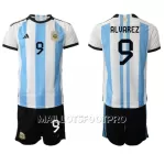 Maillot Argentine Julian Alvarez 9 Enfant Domicile Coupe du Monde 2022