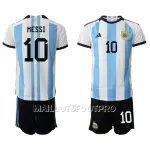 Maillot Argentine Lionel Messi 10 Enfant Domicile Coupe du Monde 2022