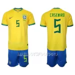 Maillot Brésil Casemiro 5 Enfant Domicile Coupe du Monde 2022