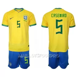 Maillot Brésil Casemiro 5 Enfant Domicile Coupe du Monde 2022 Maillot Brésil Casemiro 5 Enfant Domicile Coupe du Monde 2022