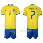 Maillot Brésil Lucas Paqueta 7 Enfant Domicile Coupe du Monde 2022