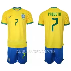 Maillot Brésil Lucas Paqueta 7 Enfant Domicile Coupe du Monde 2022 Maillot Brésil Lucas Paqueta 7 Enfant Domicile Coupe du Monde 2022