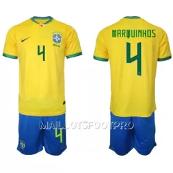 Maillot Brésil Marquinhos 4 Enfant Domicile Coupe du Monde 2022 Maillot Brésil Marquinhos 4 Enfant Domicile Coupe du Monde 2022