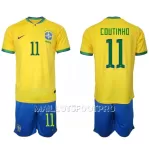 Maillot Brésil Philippe Coutinho 11 Enfant Domicile Coupe du Monde 2022