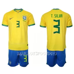 Maillot Brésil Thiago Silva 3 Enfant Domicile Coupe du Monde 2022 Maillot Brésil Thiago Silva 3 Enfant Domicile Coupe du Monde 2022