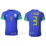 Maillot Brésil Thiago Silva 3 Homme Extérieur Coupe du Monde 2022