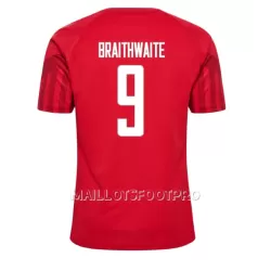Maillot Danemark Martin Braithwaite 9 Homme Domicile Coupe du Monde 2022 Maillot Danemark Martin Braithwaite 9 Homme Domicile Coupe du Monde 2022