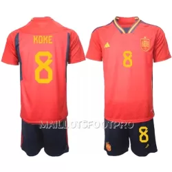 Maillot Espagne Koke 8 Enfant Domicile Coupe du Monde 2022 Maillot Espagne Koke 8 Enfant Domicile Coupe du Monde 2022