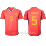 Maillot Espagne Sergio Busquets 5 Homme Domicile Coupe du Monde 2022