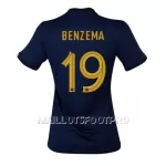 Maillot France Karim Benzema 19 Femme Domicile Coupe du Monde 2022