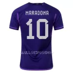 Maillot Argentine Maradona 10 Homme Extérieur Coupe du Monde 2022