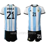 Maillot Argentine Paulo Dybala 21 Enfant Domicile Coupe du Monde 2022