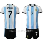 Maillot Argentine Rodrigo de Paul 7 Enfant Domicile Coupe du Monde 2022