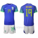 Maillot Brésil Antony 19 Enfant Extérieur Coupe du Monde 2022