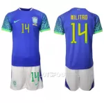 Maillot Brésil Eder Militao 14 Enfant Extérieur Coupe du Monde 2022