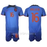 Maillot Pays-Bas Tyrell Malacia 16 Enfant Extérieur Coupe du Monde 2022