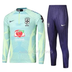 Brésil Sweat d'Entraînement Enfant 2022 Quart-Zip Verte Brésil Sweat d'Entraînement Enfant 2022 Quart-Zip Verte