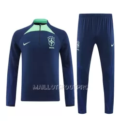 Brésil Sweat d'Entraînement Homme 2022 Quart-Zip Navy Brésil Sweat d'Entraînement Homme 2022 Quart-Zip Navy