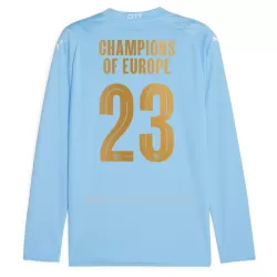 Maillot Manches Longues Manchester City Champions of Europe Homme Domicile 2023-24
