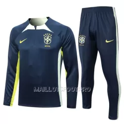 Brésil Ensemble Sweat d'Entraînement Homme 2023-24 Quart-Zip Bleue Brésil Ensemble Sweat d'Entraînement Homme 2023-24 Quart-Zip Bleue