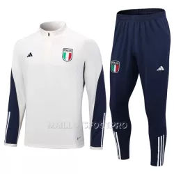 Italie Ensemble Sweat d'Entraînement Homme 2023-24 Quart-Zip Blanche Italie Ensemble Sweat d'Entraînement Homme 2023-24 Quart-Zip Blanche