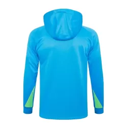 Brésil Hoodie Sweat d'Entraînement Homme 2024-25 Quart-Zip Bleue