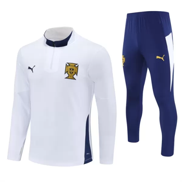 Portugal Sweat d'Entraînement Homme 2024-25 Quart-Zip Blanche Portugal Sweat d'Entraînement Homme 2024-25 Quart-Zip Blanche