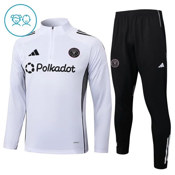 Inter Miami CF Sweat d'Entraînement Enfant 2025-26 Quart-Zip Blanche Inter Miami CF Sweat d'Entraînement Enfant 2025-26 Quart-Zip Blanche
