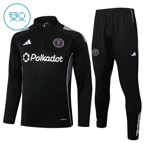 Inter Miami CF Sweat d'Entraînement Enfant 2025-26 Quart-Zip Noire Inter Miami CF Sweat d'Entraînement Enfant 2025-26 Quart-Zip Noire