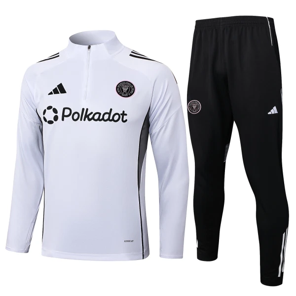 Inter Miami CF Sweat d'Entraînement Homme 2025-26 Quart-Zip Blanche Inter Miami CF Sweat d'Entraînement Homme 2025-26 Quart-Zip Blanche