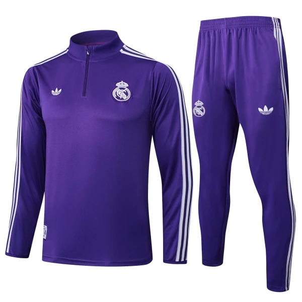 Real Madrid Sweat d'Entraînement Homme 2025-26 Quart-Zip Violet Real Madrid Sweat d'Entraînement Homme 2025-26 Quart-Zip Violet