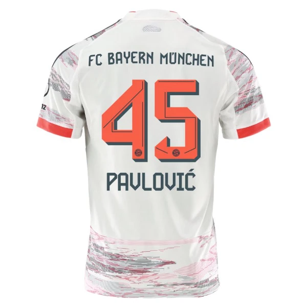 Maillot FC Bayern Munich Aleksandar Pavlovic 45 Homme Extérieur 2025-26 Maillot FC Bayern Munich Aleksandar Pavlovic 45 Homme Extérieur 2025-26