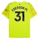 Maillot Gardien Manchester City Ederson M. 31 Homme 2025-26 Jaune Maillot Gardien Manchester City Ederson M. 31 Homme 2025-26 Jaune
