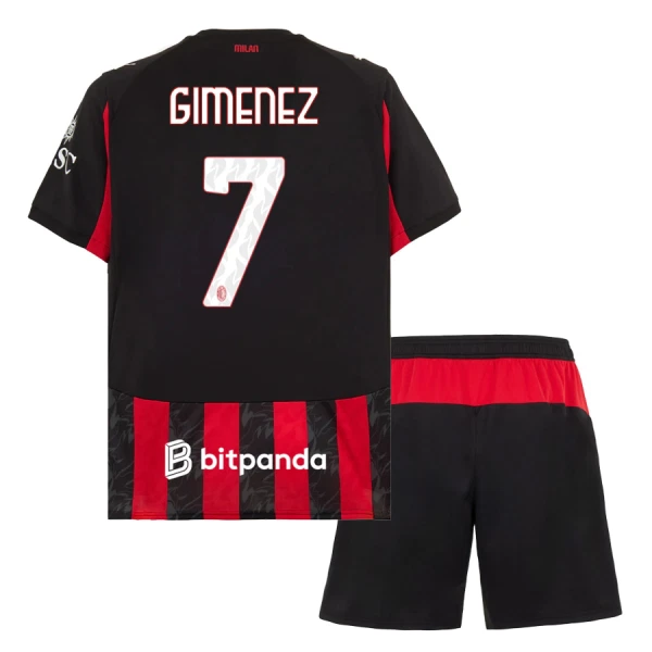 Maillot AC Milan Gimenez 7 Enfant Domicile 2025-26 Maillot AC Milan Gimenez 7 Enfant Domicile 2025-26
