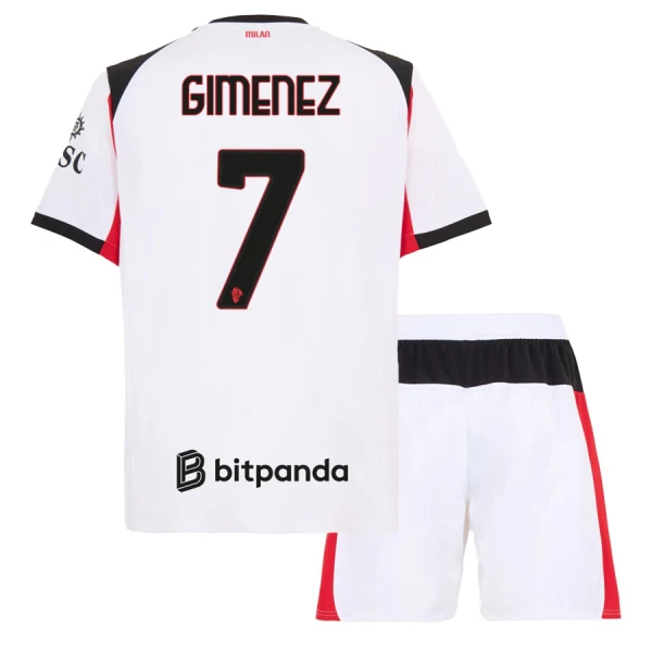 Maillot AC Milan Gimenez 7 Enfant Extérieur 2025-26 Maillot AC Milan Gimenez 7 Enfant Extérieur 2025-26