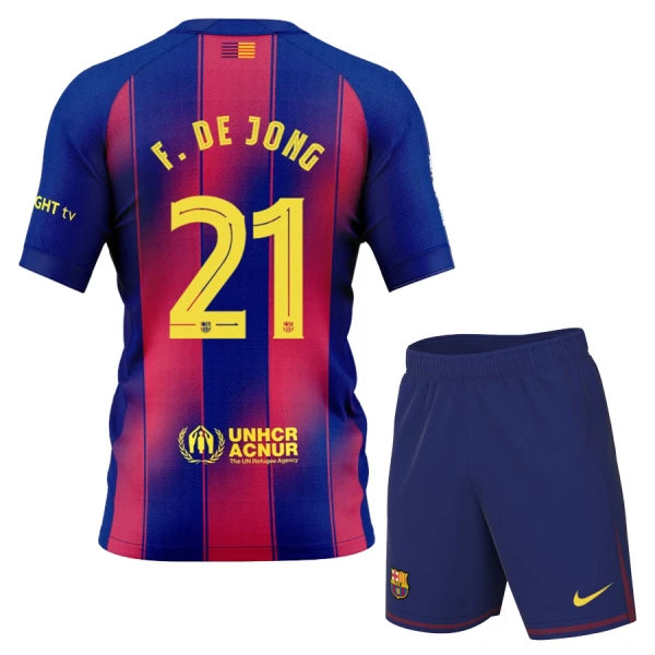 Maillot FC Barcelone Frenkie de Jong 21 Enfant Domicile 2025-26 Maillot FC Barcelone Frenkie de Jong 21 Enfant Domicile 2025-26