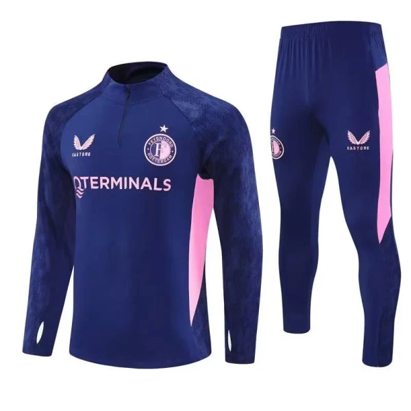 Feyenoord Sweat d'Entraînement Homme 2025-26 Quart-Zip Bleue Feyenoord Sweat d'Entraînement Homme 2025-26 Quart-Zip Bleue