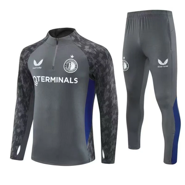 Feyenoord Sweat d'Entraînement Homme 2025-26 Quart-Zip Gris Feyenoord Sweat d'Entraînement Homme 2025-26 Quart-Zip Gris