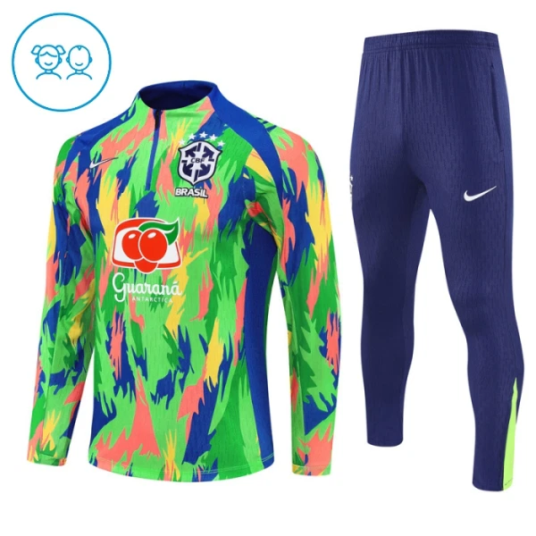 Brésil Sweat d'Entraînement Enfant 2025-26 Quart-Zip Verte