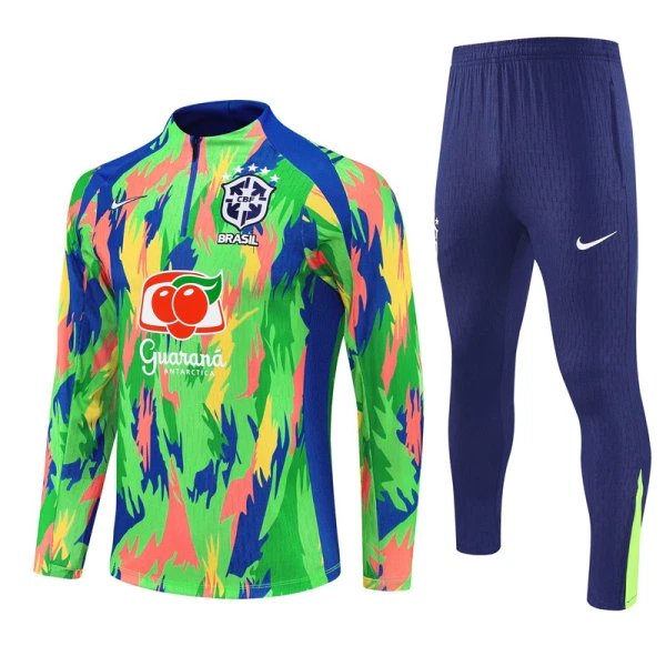 Brésil Sweat d'Entraînement Homme 2025-26 Quart-Zip Verte Brésil Sweat d'Entraînement Homme 2025-26 Quart-Zip Verte