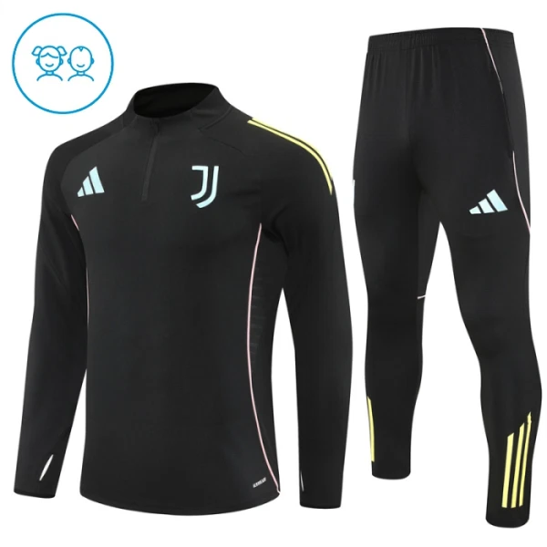 Juventus Sweat d'Entraînement Enfant 2025-26 Quart-Zip Noire Juventus Sweat d'Entraînement Enfant 2025-26 Quart-Zip Noire