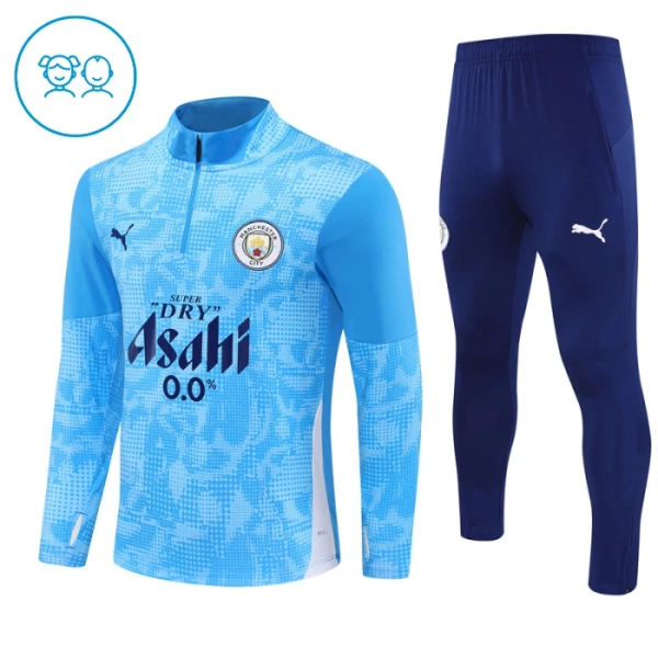 Manchester City Sweat d'Entraînement Enfant 2025-26 Quart-Zip Bleue Manchester City Sweat d'Entraînement Enfant 2025-26 Quart-Zip Bleue