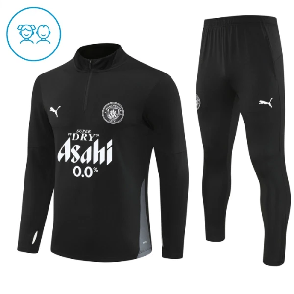 Manchester City Sweat d'Entraînement Enfant 2025-26 Quart-Zip Noire Manchester City Sweat d'Entraînement Enfant 2025-26 Quart-Zip Noire