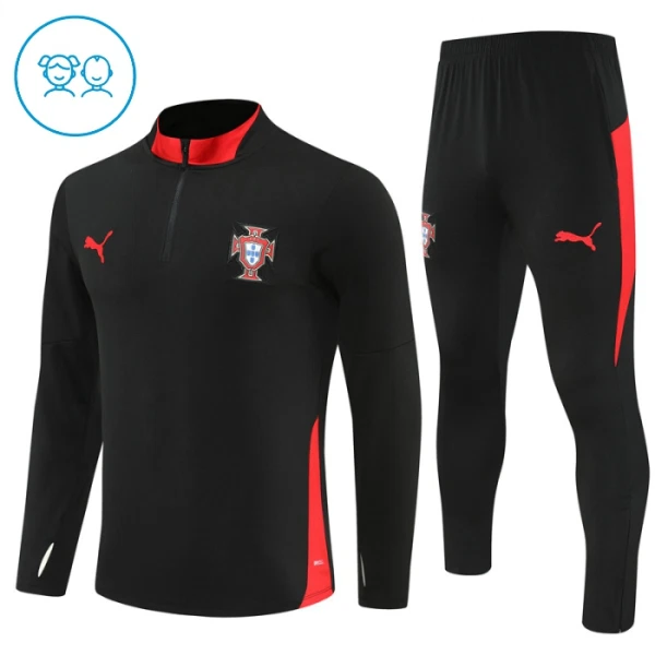 Portugal Sweat d'Entraînement Enfant 2025-26 Quart-Zip Noire Portugal Sweat d'Entraînement Enfant 2025-26 Quart-Zip Noire
