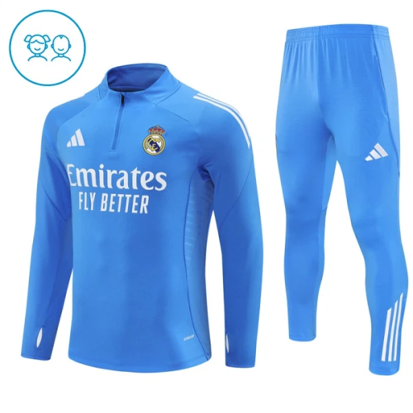 Real Madrid Sweat d'Entraînement Enfant 2025-26 Quart-Zip Bleue Real Madrid Sweat d'Entraînement Enfant 2025-26 Quart-Zip Bleue
