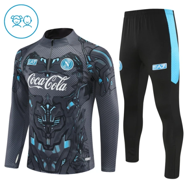 SSC Naples Sweat d'Entraînement Enfant 2025-26 Quart-Zip Noire