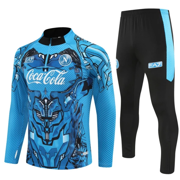 SSC Naples Sweat d'Entraînement Homme 2025-26 Quart-Zip Bleue