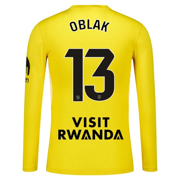 Maillot Gardien Atlético Madrid Oblak 13 Homme 2025-26 Jaune Manches Longues Maillot Gardien Atlético Madrid Oblak 13 Homme 2025-26 Jaune Manches Longues